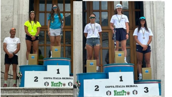 Le sorelle Maria e Aurora Invernizzi sul podio del Campionato Italiano di Skiroll a Castel di Sangro
