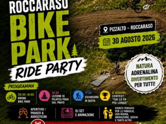Ciclisti in mountain bike al Bike Park di Pizzalto a Roccaraso durante il Ride Party del 30 agosto