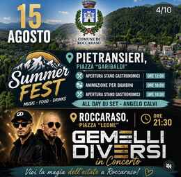 Roccaraso, Summer Fest a Pietransieri e concerto dei Gemelli DiVersi in Piazza Leone il 15 agosto