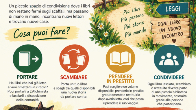 Locandina LIBROVIA de L'Alchimista APS ad Alfedena: leggere, condividere, far circolare
