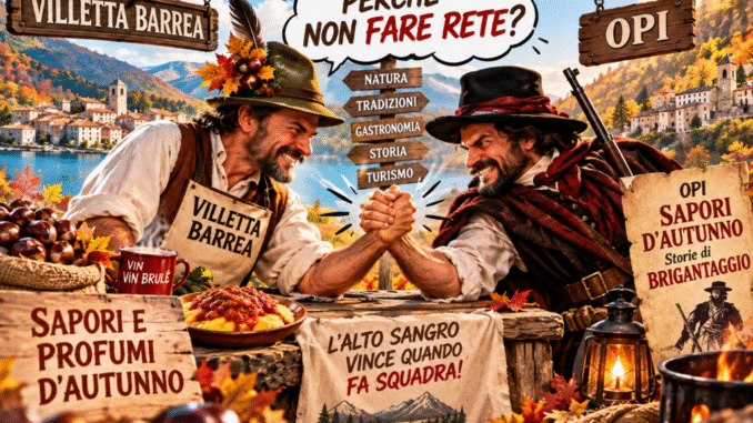 Locandina delle feste del 31 ottobre a Opi e Villetta Barrea, Alto Sangro